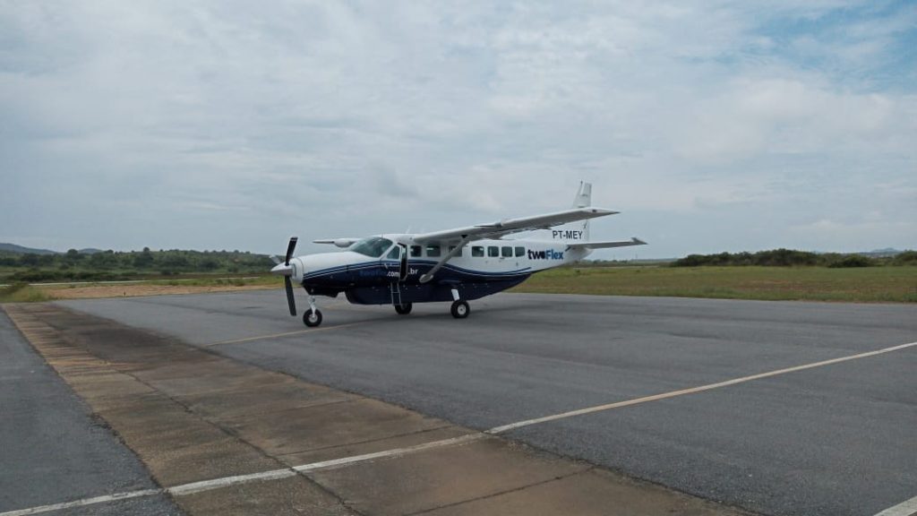 Aeronave após primeiro pouso em Búzios