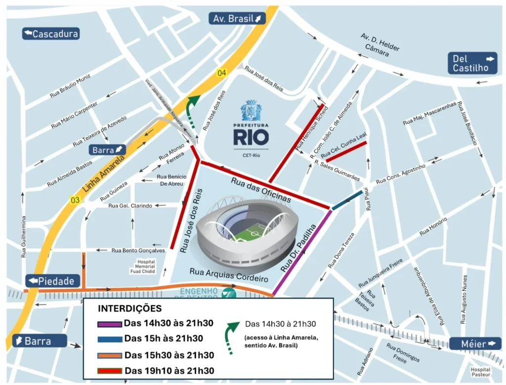 entorno do estádio Nilton Santos domingo