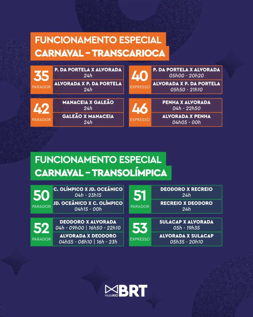 transcarioca transolímpica brt carnaval